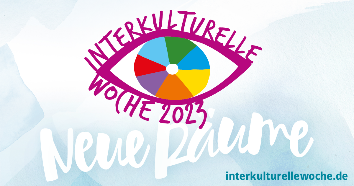 Logo der Interkulturellen Woche 2023 mit buntem Auge