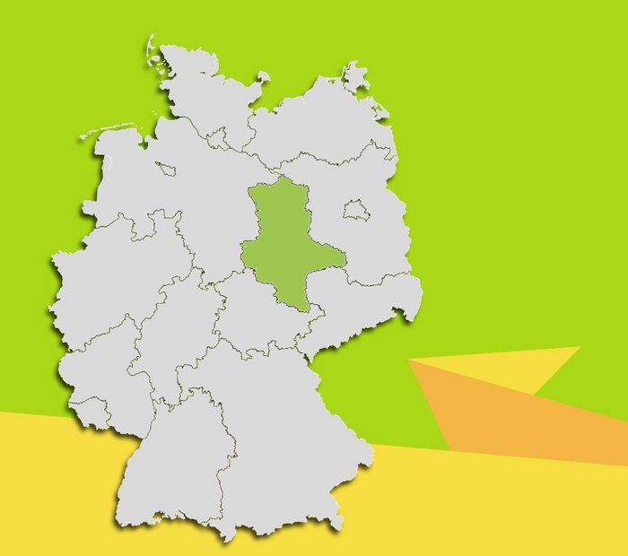 Dargestellt ist die Deutschlandkarte. Das Bundesland Sachsen-Anhalt ist hervorgehoben